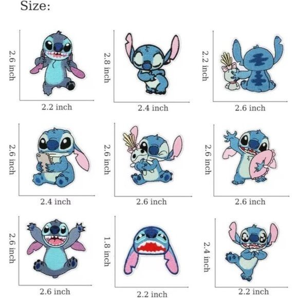 16 Pieces Stitch Iron on Anime Embroidered‎ Applique Patches - Picture 2 of 6